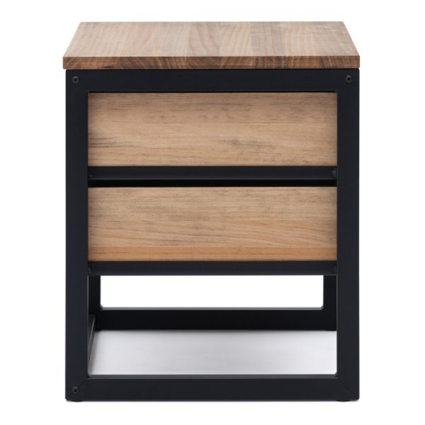 Mesita de Noche iCub 40x40x47cm 2 cajones Negra en madera maciza de pino  acabado vintage estilo industrial Box Furniture – Crea Collection